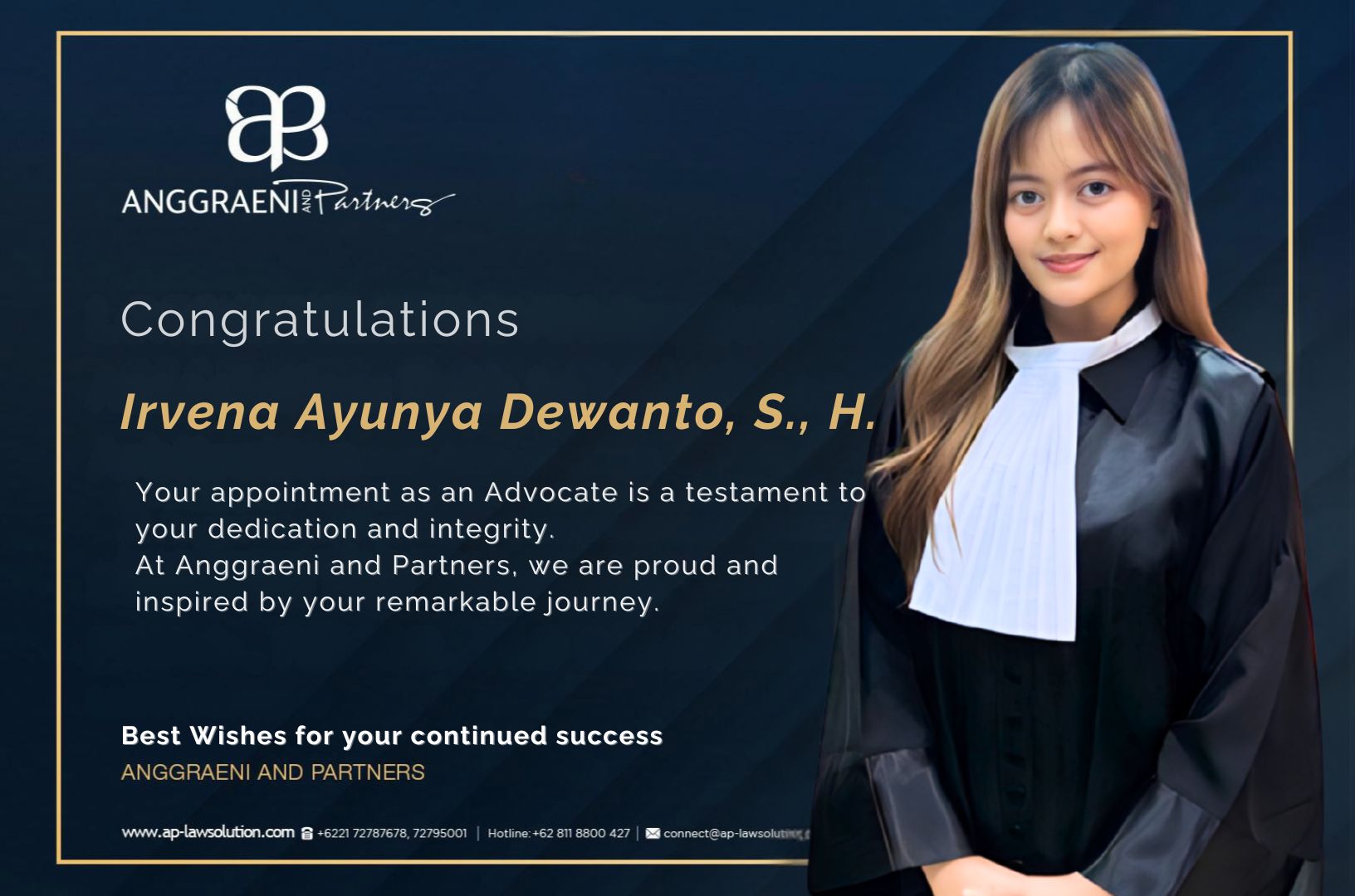 Featured Image for Welcoming a New Advocate to the Bar: Irvena A. Dewanto, S.H.